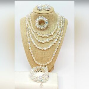VTG Aurora Borealis Necklaces Bracelet & Earrings 193g